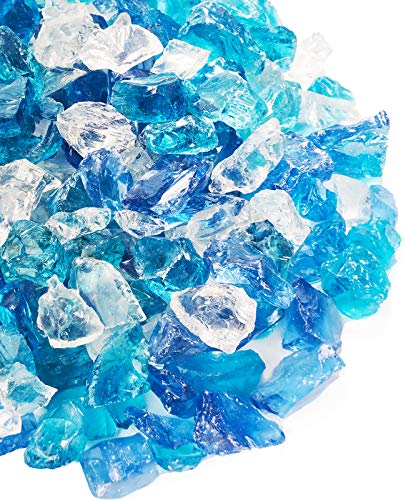 Nupick 20 Pound Fire Glass For Fire Pit, 1/2-3/4 Inch Tempered Mixed Fire Glass In Bahama Blend For Propane Fire Pit & Gas Firep