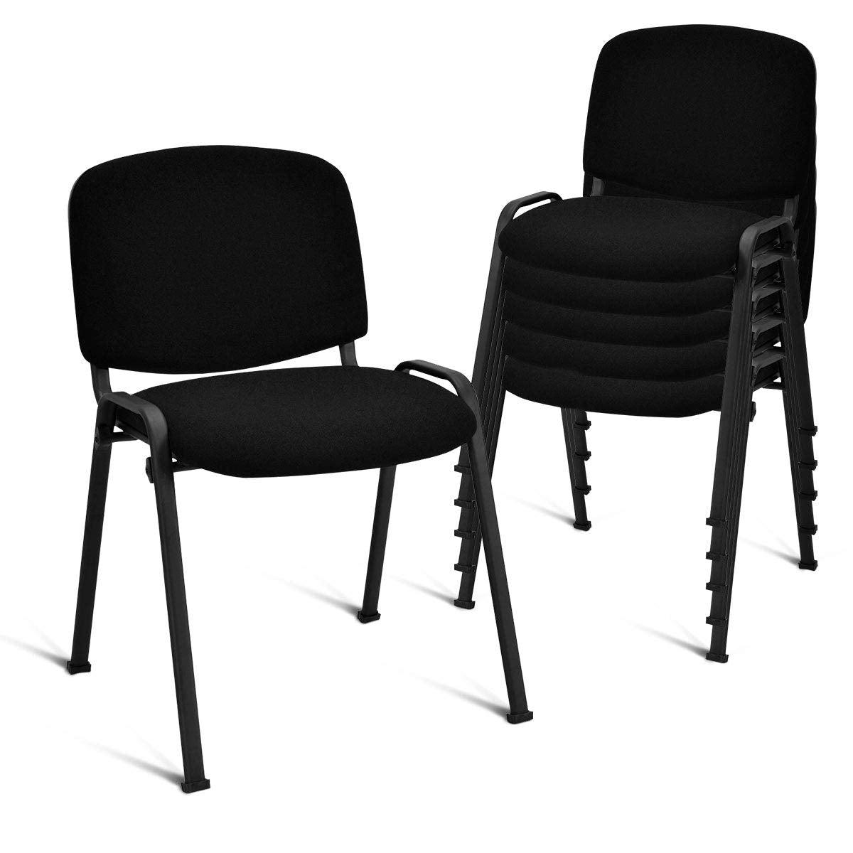 Happygrill Waiting Room Chairs, Stackable Conference Chairs With Metal Frame, Padded Cushion, Ergonomic Design, Guest Reception Chairs Set For Office, Reception Room, Conference Room, Events (5-Pack)