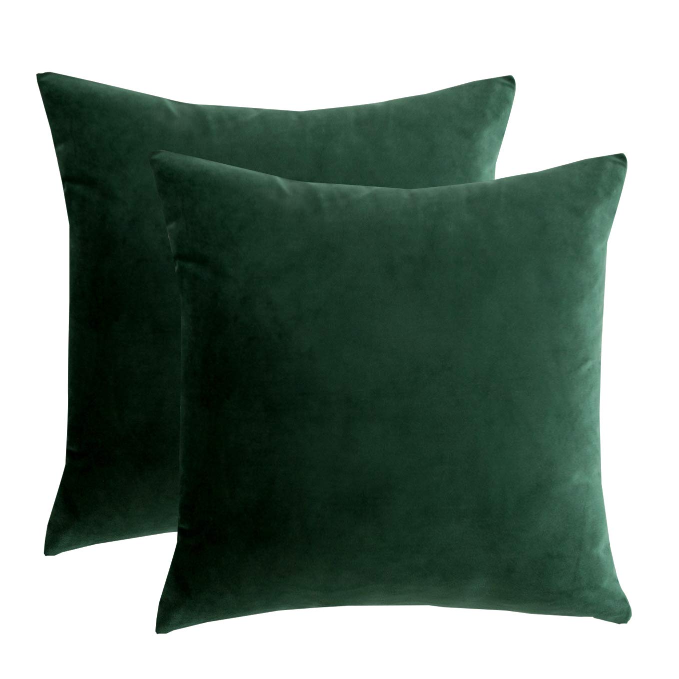 Rainroad Velvet Decorative Throw Pillow Covers Cushion Cover Pillow Case For Sofa Couch Bed Chair,Soft Square Dark Green Throw P