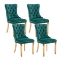 Velvet Dining Room Chairs Set Of 4, Upholstered Dining Chairs With Back Ring Pull Trim And Golden Stainless Steel Legs,Modern Di