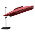 Purple Leaf Patio Umbrella 12 Feet Double Top Deluxe Square Offset Hanging Umbrella Cantilever Umbrella Outdoor Market Garden, T