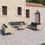 vidaXL Patio Furniture Set 5 Piece, Sectional Sofa for Outdoor Garden, Couch with Cushions, Coffee Table, Scandinavian Style, Poly Rattan Beige