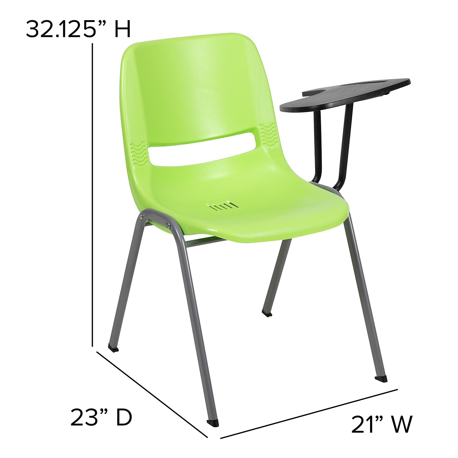 Flash Furniture Hercules Series 880 Lb. Capacity Green Ergonomic Shell Stack Chair With Gray Frame (Pack Of 1)
