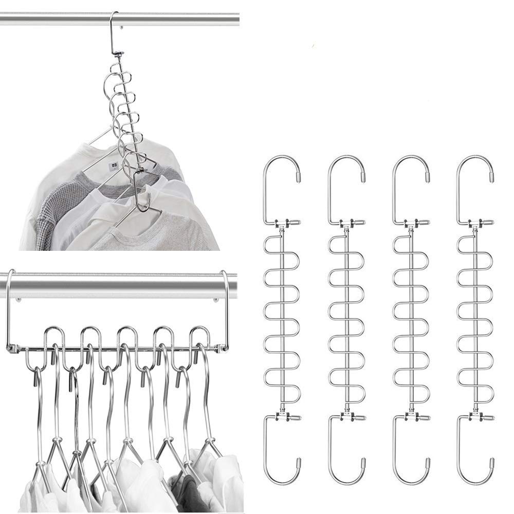 Meetu Closet Organizer 9.5 Inch Cloth Hanger Magic Space Saving Hangers for Closet Wardrobe Closet Organization Closet System (P