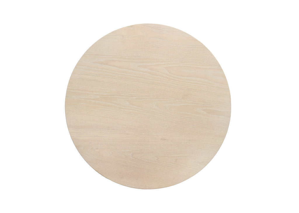 Lilola Home Neroli Oak White 24" Contemporary Round Side Table with Black Metal Base