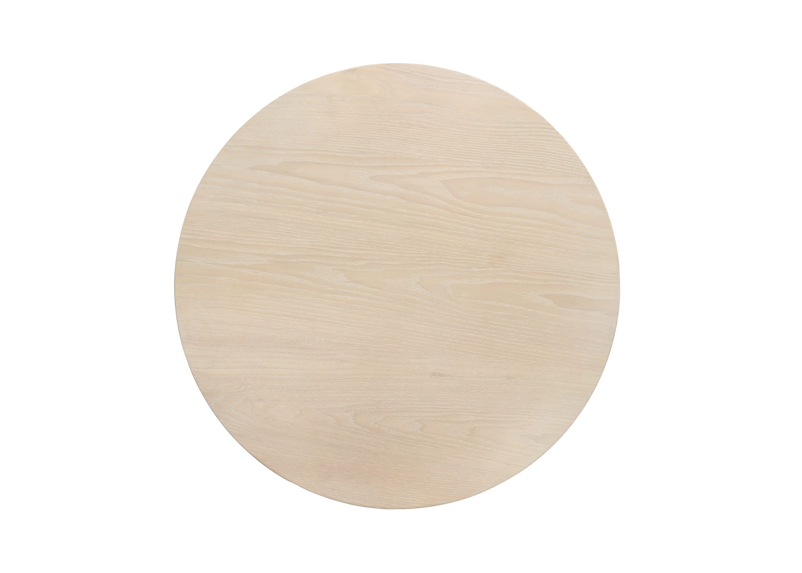 Lilola Home Neroli Oak White 24" Contemporary Round Side Table with Black Metal Base