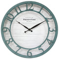 Presentime & Co 13 Farmhouse Series Wall Clock, Shiplap Style, Silent No Ticking, Coastal Clock, Raised 3D Arabic Numeral, Aged 