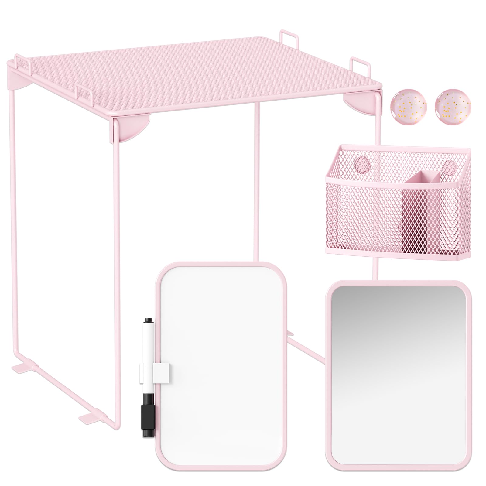 Svartur Pink Locker Accessories With Locker Shelf, Magnetic Mirror, Magnetic Pen Holder, Magnetic Small Whiteboard, Back To Scho
