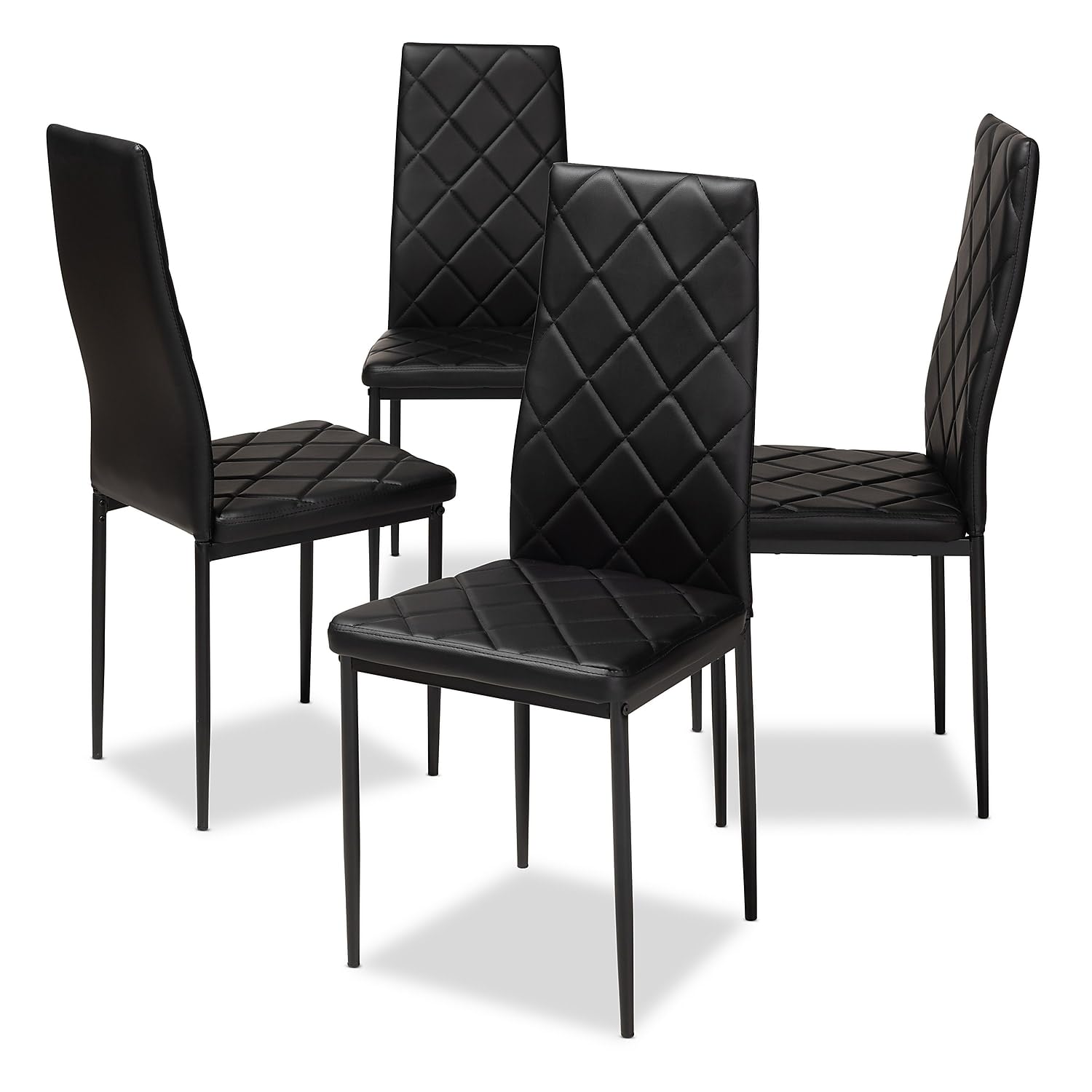 Baxton Studio Blaise Modern Faux Leather Dining Chair, Black, 4/Pack (146-4P-8781-HiT)