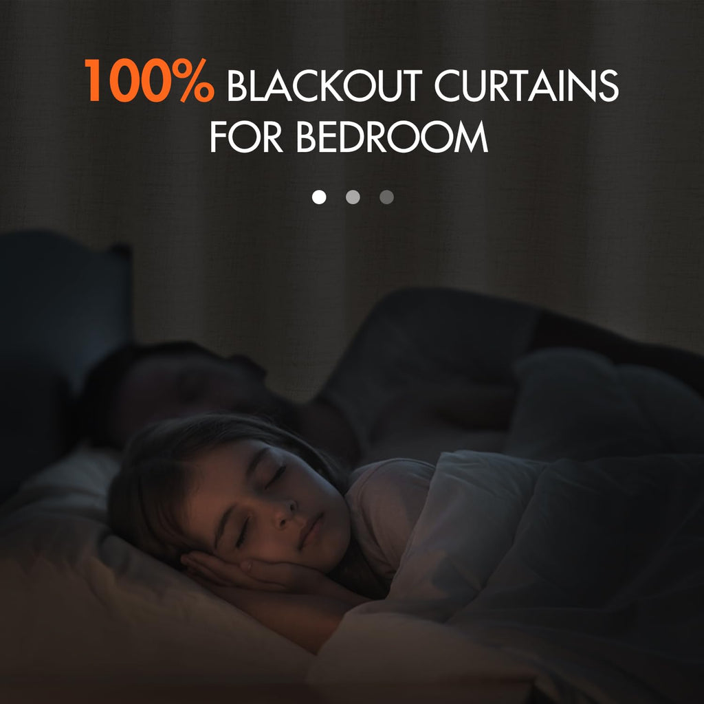 Miulee 100% Blackout Curtains 96 Inches Long Linen Curtains & Drapes For Bedroom Back Tab Room Darkening Full Black Out Window Curtain Panels Rod Pocket, Natural Beige, 2 Panels Set