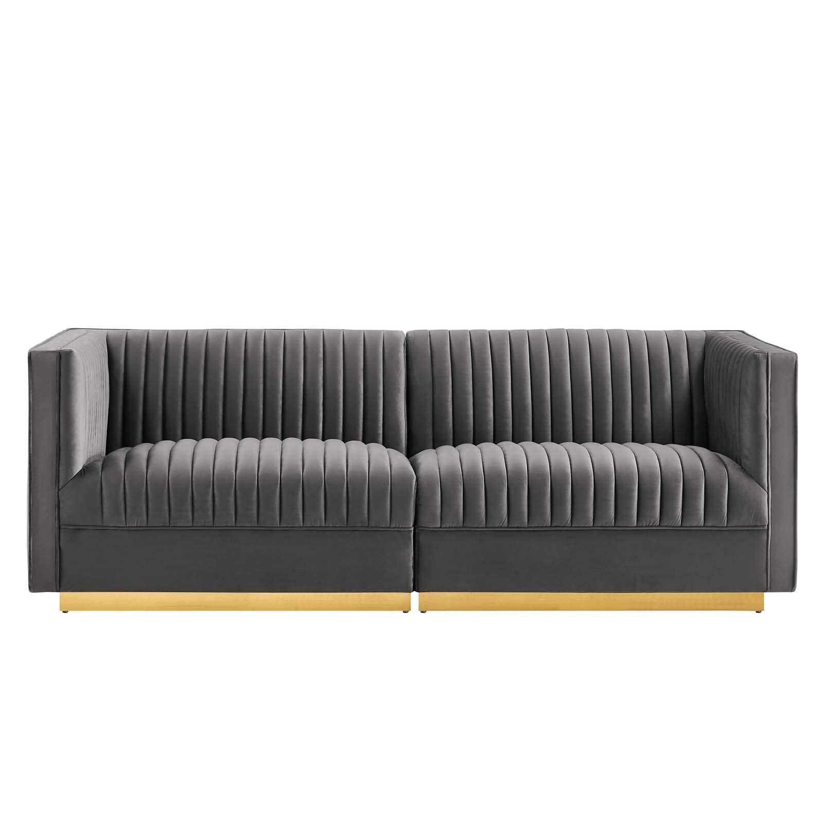 Modway Sanguine Velvet Modular Sectional Sofa Loveseat In Gray