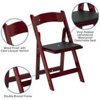 Flash Furniture 4 Pack Hercules Series Mahogany Wood Folding Chair With Vinyl Padded Seat