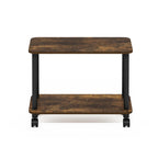 Furinno Turn-N-Tube Modern Rectangle End Table, Side Table with Casters, Amber Pine/Black