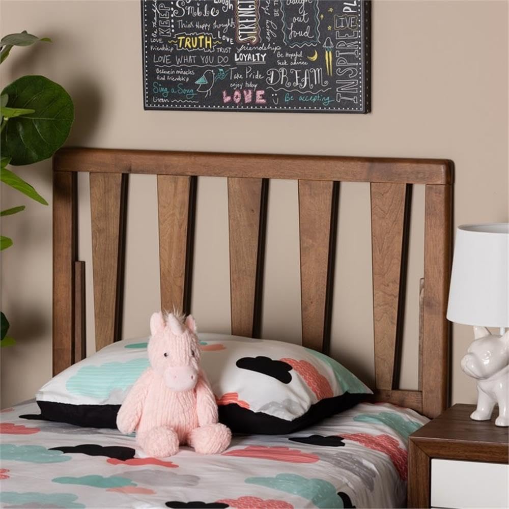 Baxton Studio Duncan Modern and Contemporary Ash Walnut Finished Wood Twin Size Headboard