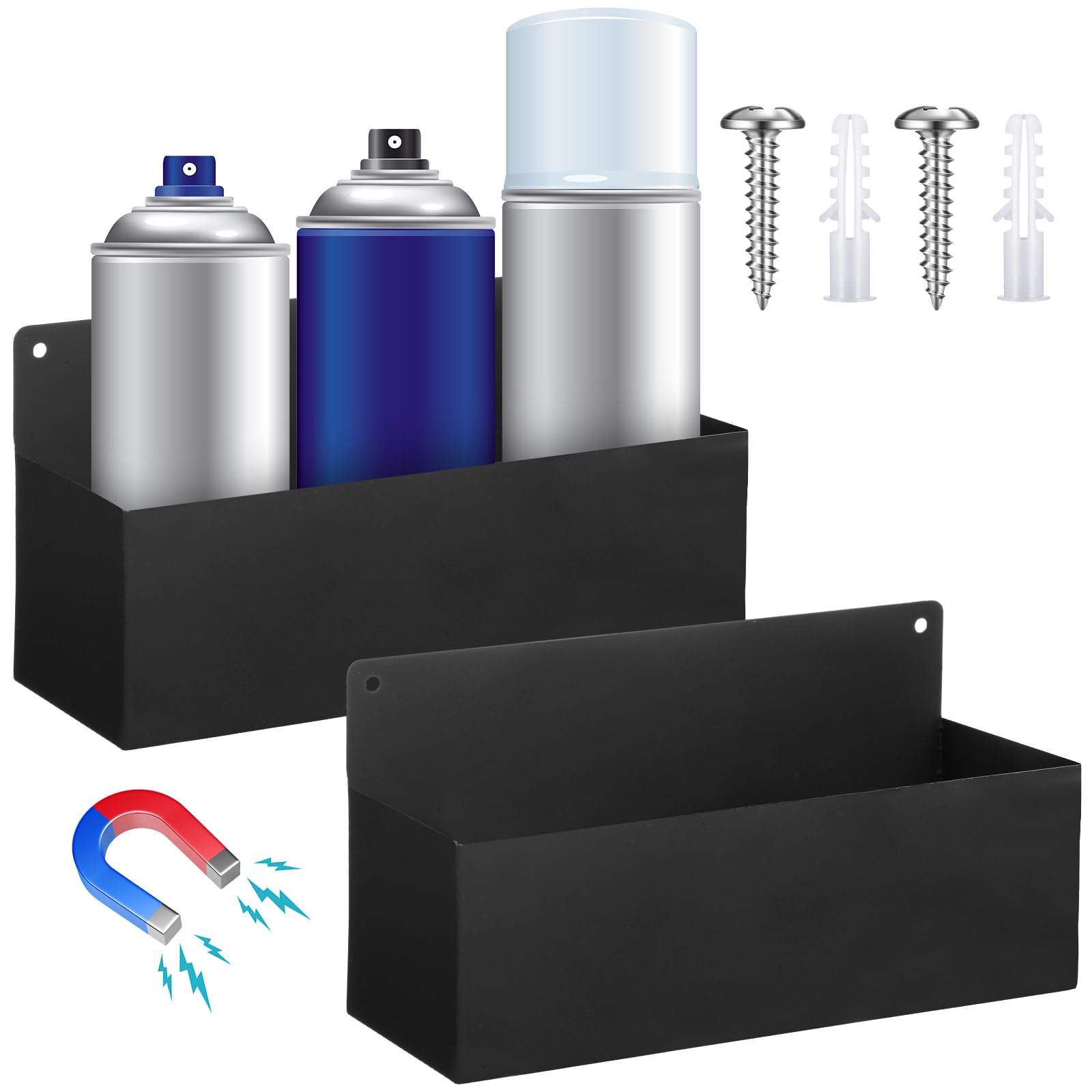 Gisafai 2 Pcs Magnetic Aerosol Spray Can Holder Heavy Duty Magnet Toolbox Bottle Holder Easy Install Spray Can Organizer Wall Mo