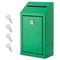 Metal Donation Box With Lock, Wall Mounted, Suggestion Box With 4 Iron Keys, Green, Cash Drop Box With Slot, 1-Pack