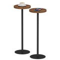 TUTOTAK Tall Round Side Table, Small End Table, Set of 2, Beside Table, Drink Table, Pedestal Side Table, livingroom, Brown TB01