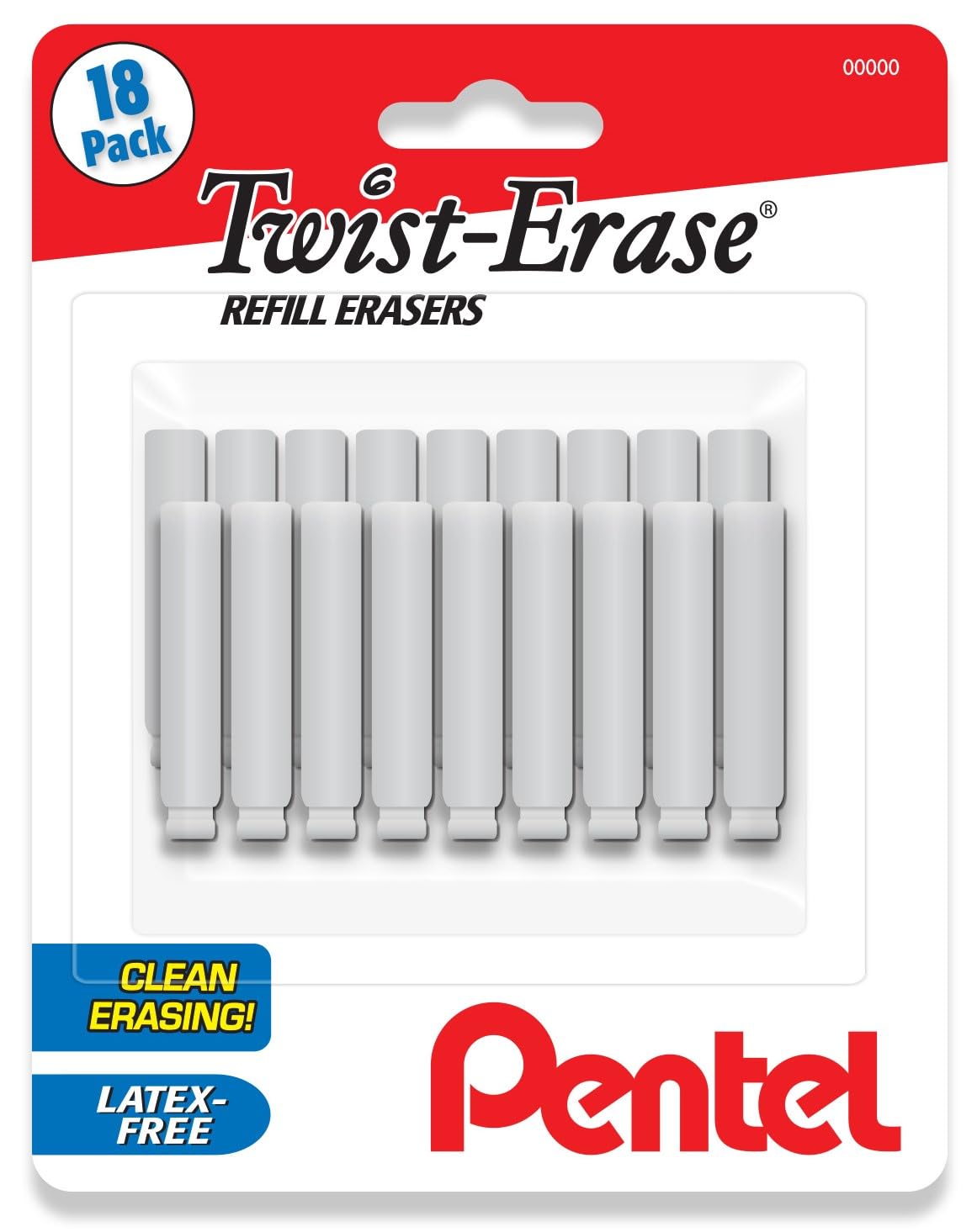 Pentel Twist Erase Refill Erasers - Pack Of 18 - Latex Free Pentel Eraser Refill