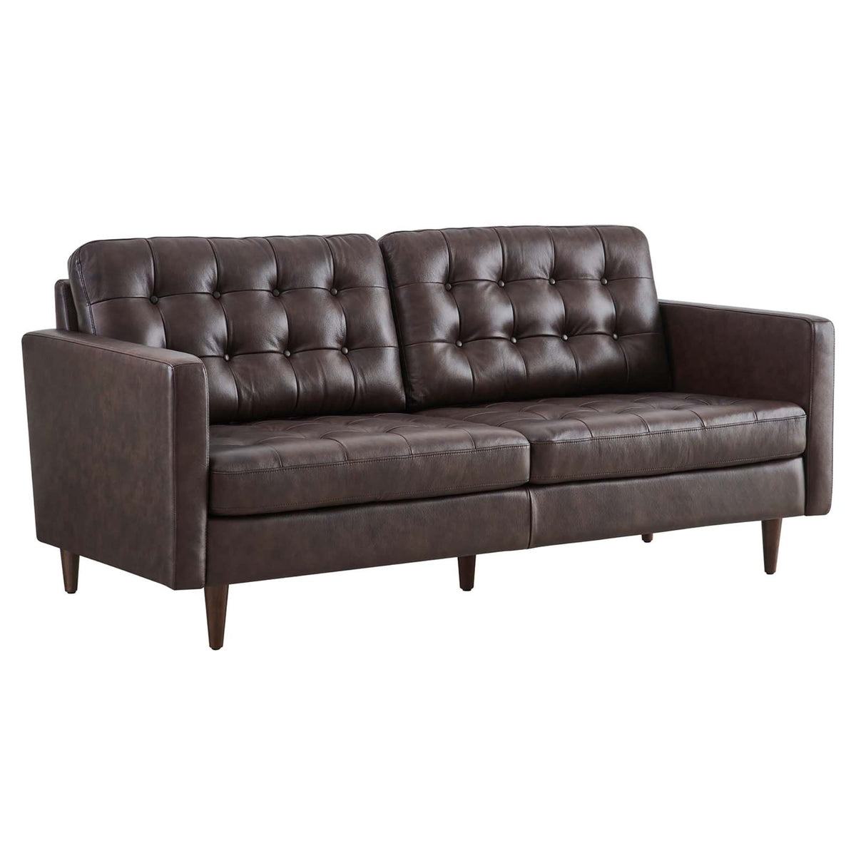 Modway Exalt Modern Style Tufted Vegan Leather Sofa in Brown