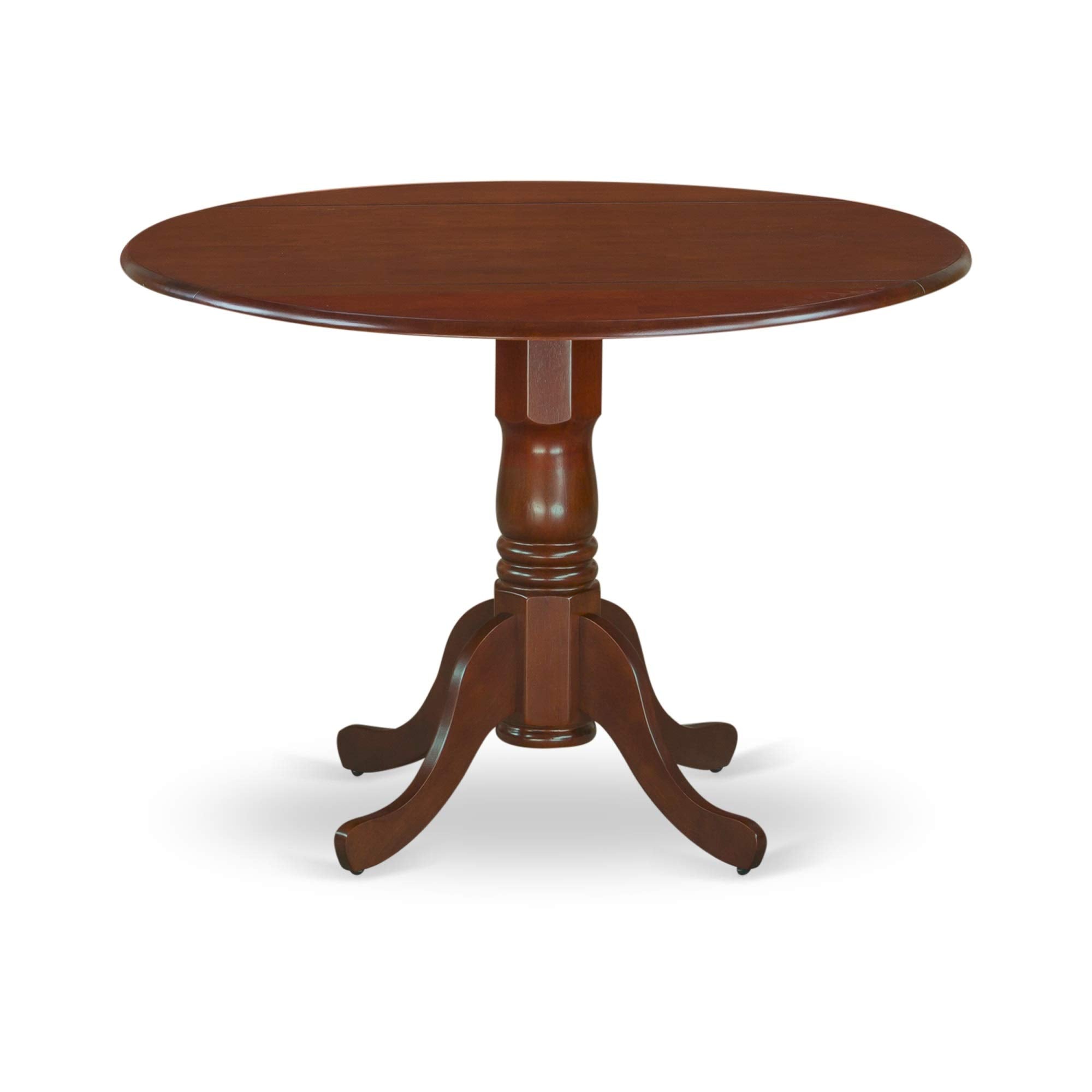 East West Furniture DMIP5-MAH-C 5 Piece Kitchen Table & Chairs Set Includes a Round Dining Room Table with Dropleaf and 4 Linen 