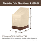 Vailge Stackable Patio Chair Cover,100% Waterproof Outdoor Chair Cover, Heavy Duty Lawn Patio Furniture Covers,Fits For 4-6 Stackable Dining Chairs,36'Lx28'Wx47'H,Beige&Brown