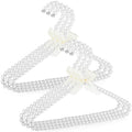 Threan Pearl Beaded Clothes Hanger Mini Pearl Beads Small Metal Clothes Hangers with Ribbon Standard for Kids Baby Children Pet 