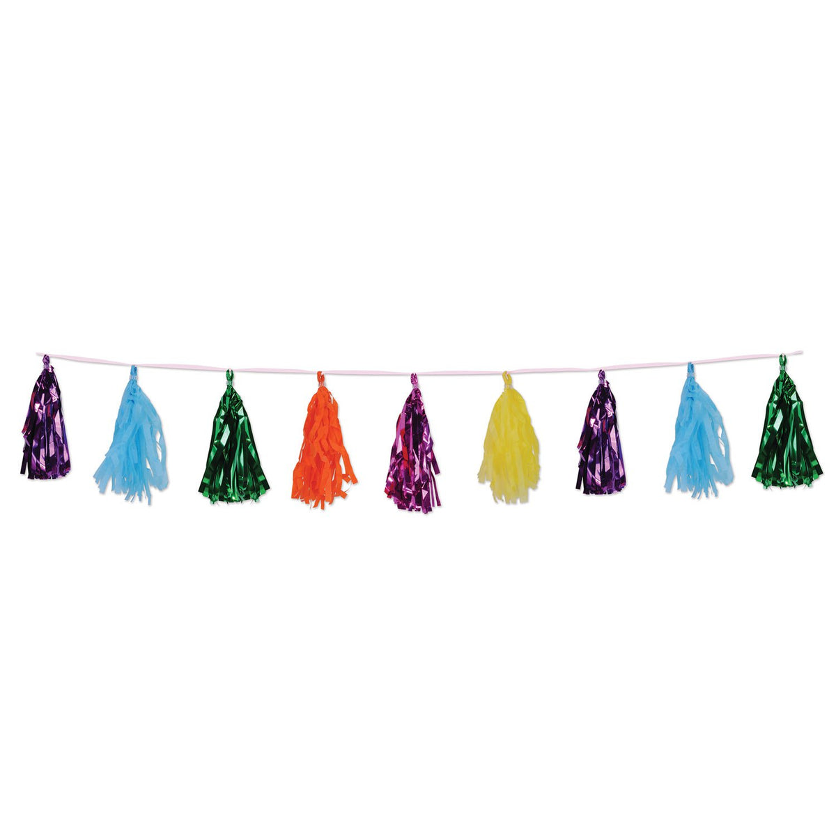 Multi-Color Metallic & Tissue Tassel Garland