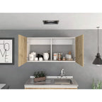 Salento Double Door Wall Cabinet with 2 Inner Shelves, White/Light Oak