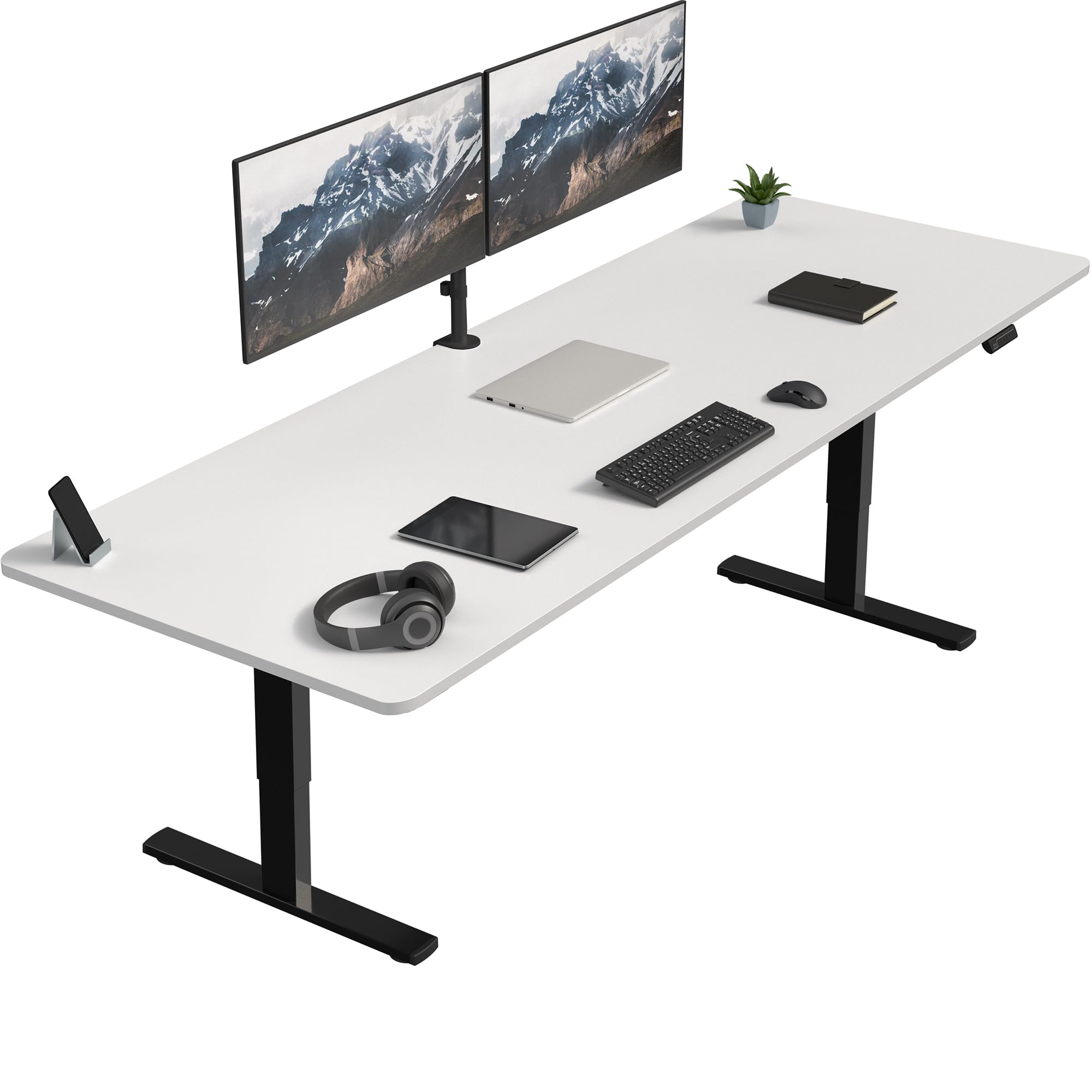 VIVO Large Electric 83 x 30 in Standing Desk, Memory Height Adjustment, 1B Series, Holds 220 lbs, White Top Black Frame, DESK-KI
