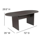 Flash Furniture Lake 5 Piece Rustic Gray Oval Conference Table Set With 4 Black Leathersoft Ribbed Executive Chairs