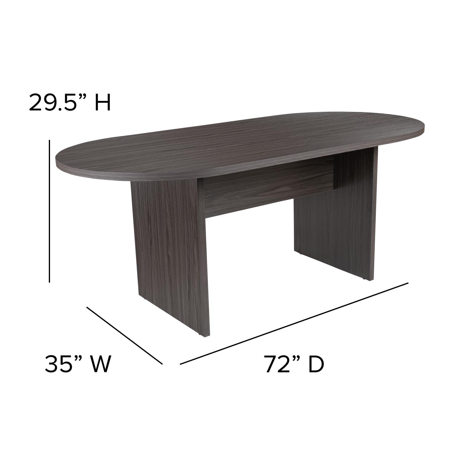 Flash Furniture Lake 5 Piece Rustic Gray Oval Conference Table Set With 4 Black Leathersoft Ribbed Executive Chairs