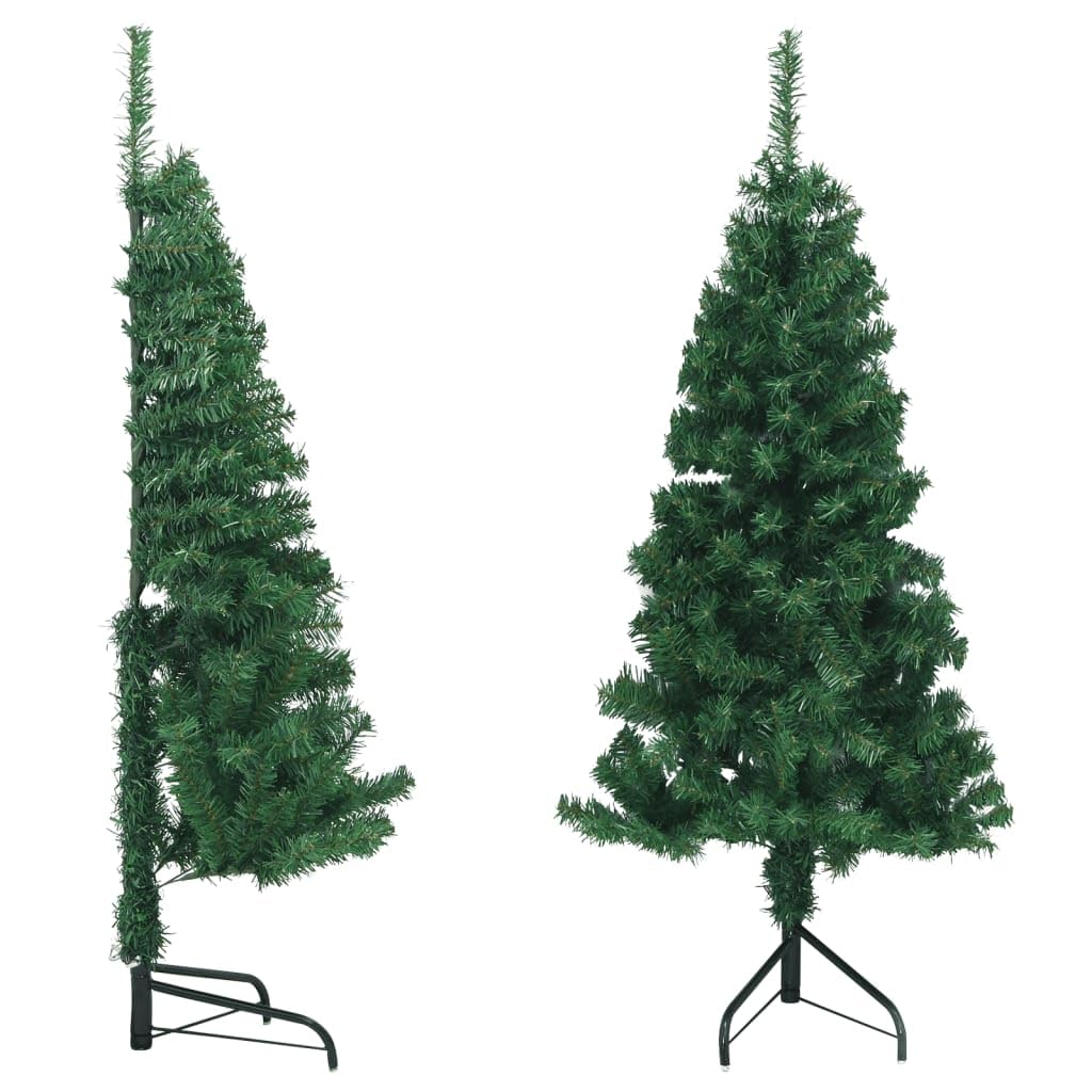 vidaXL 5ft Green Corner Artificial Christmas Tree | PVC Material with Realistic Shape & Appearance | Includes Steel Stand for Stability | Ideal for Tight Spaces | Economical & Reusable
