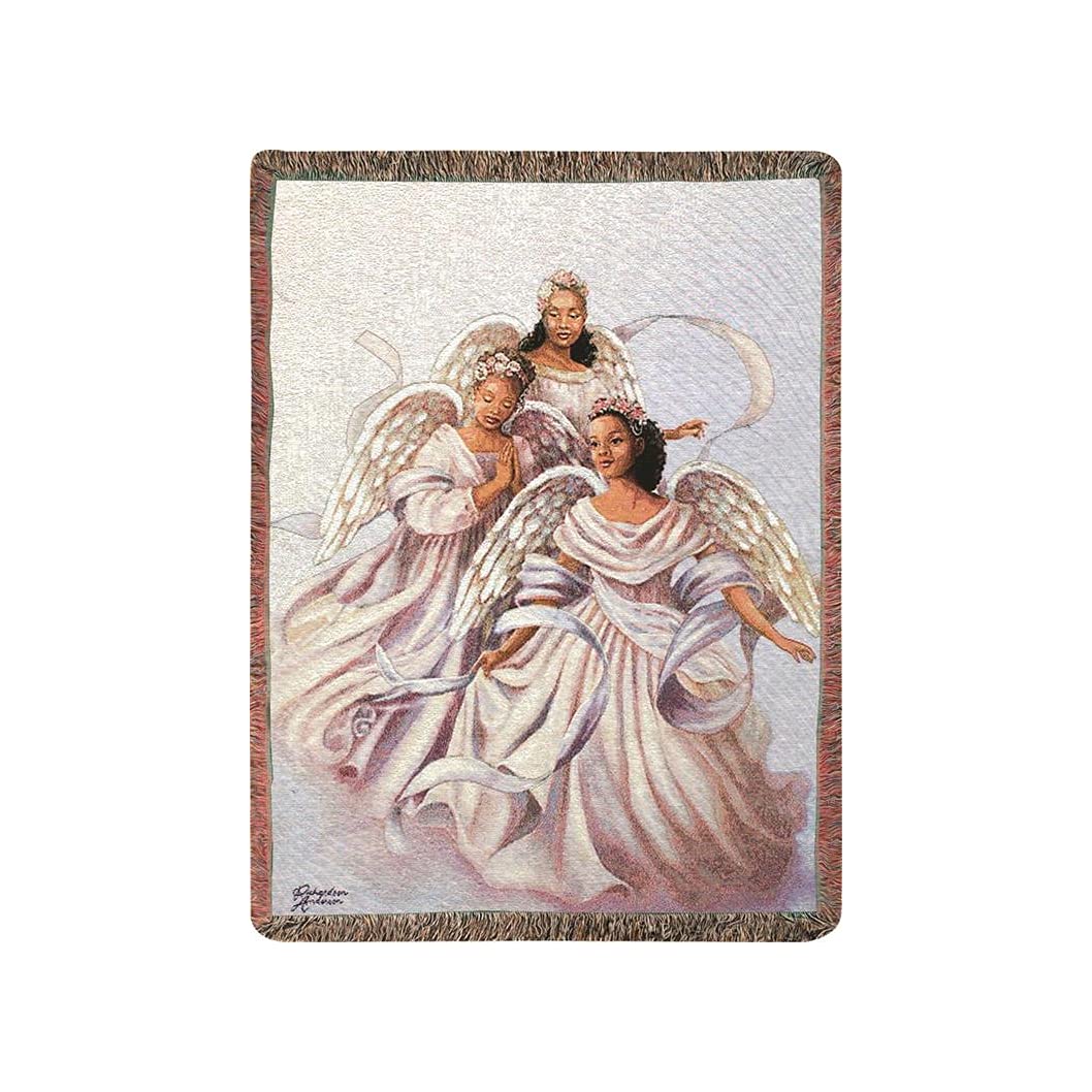 Manual Woodworkers & Weavers Inspirational Collection Tapestry Throw, Angelic Trio, 50 By 60-Inch