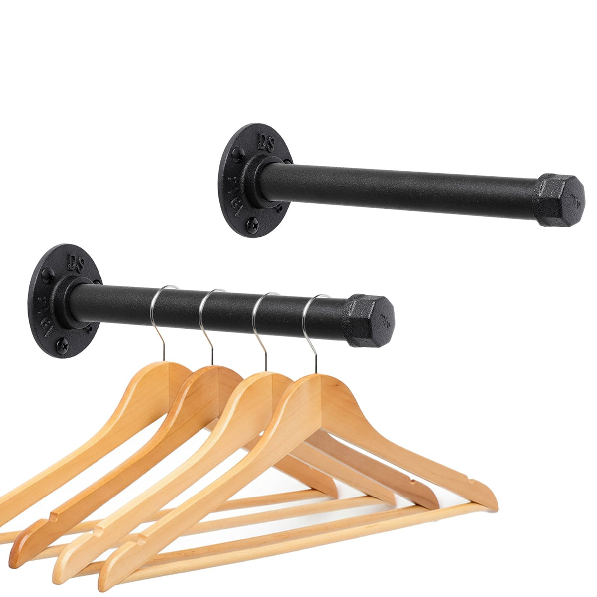 Cast Iron Wall Mounted Clothes Rack, Vintage Industrial Pipe Clothing Rack