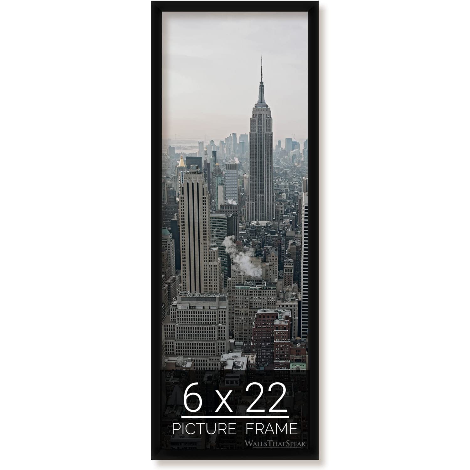 wallsthatspeak 6x22 Black Picture Frame for Puzzles Posters Photos or Artwork