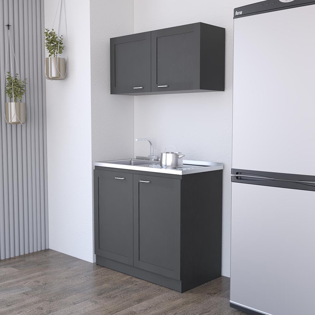 Cabinet Set Zeus, Two Shelves- Black