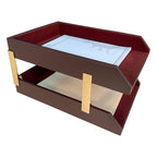 Dacasso Leather Double Legal-Size Trays, Chocolate Brown (A3421)