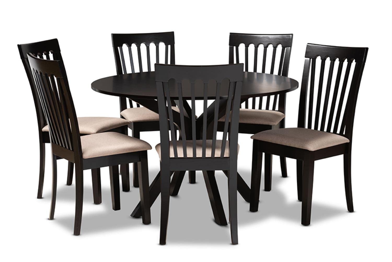 Baxton Studio Modern Sand and Dark Brown 7-Piece Dining Set