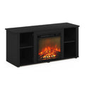 Furinno Jensen Entertainment Center Stand with Fireplace for TV up to 55 Inch, Americano, Corded Electric, Adjustable
