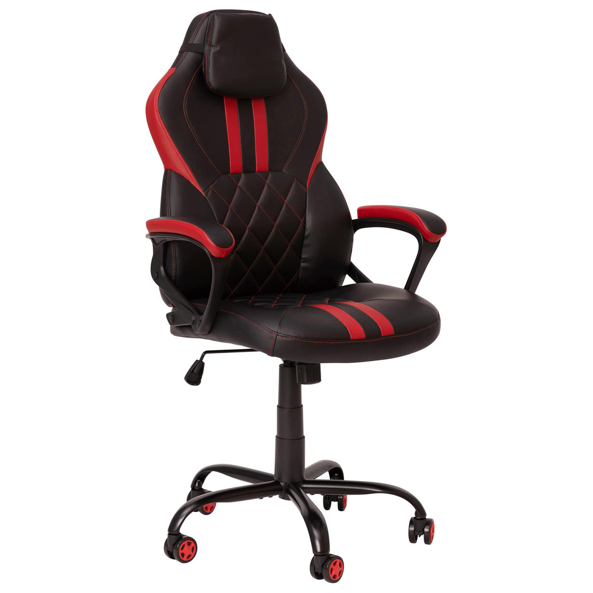 Flash Furniture Stone Ergonomic PC Office Computer Chair - Adjustable Black and Red Designer Gaming Chair - 360° Swivel - Red Dual Wheel Casters