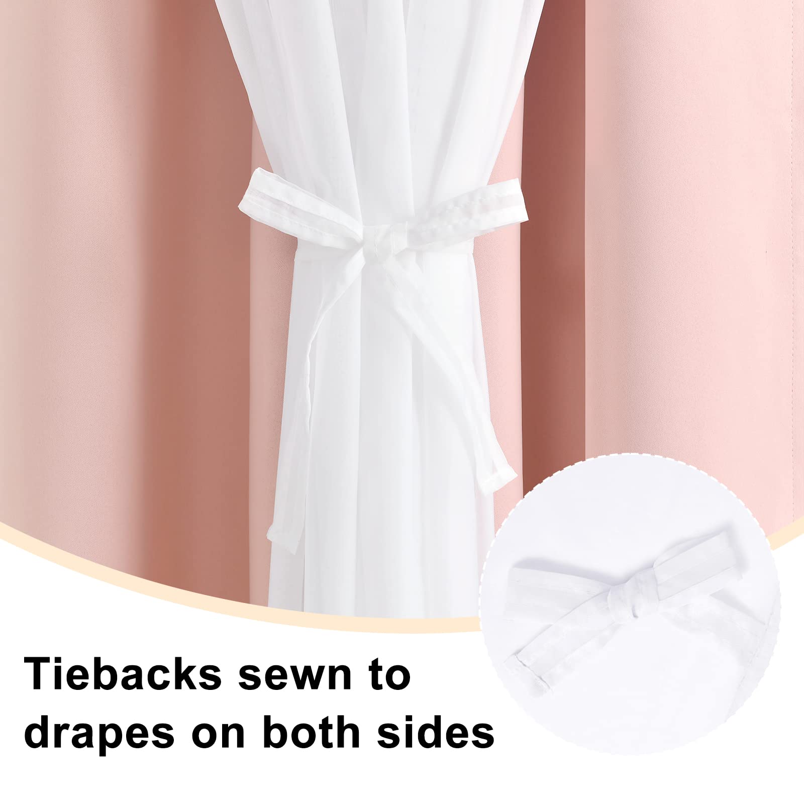 Hiasan Blackout Curtains With Sheer Overlay, Thermal Insulated Mix & Match Double Layer Room Darkening Window Curtains For Bedro