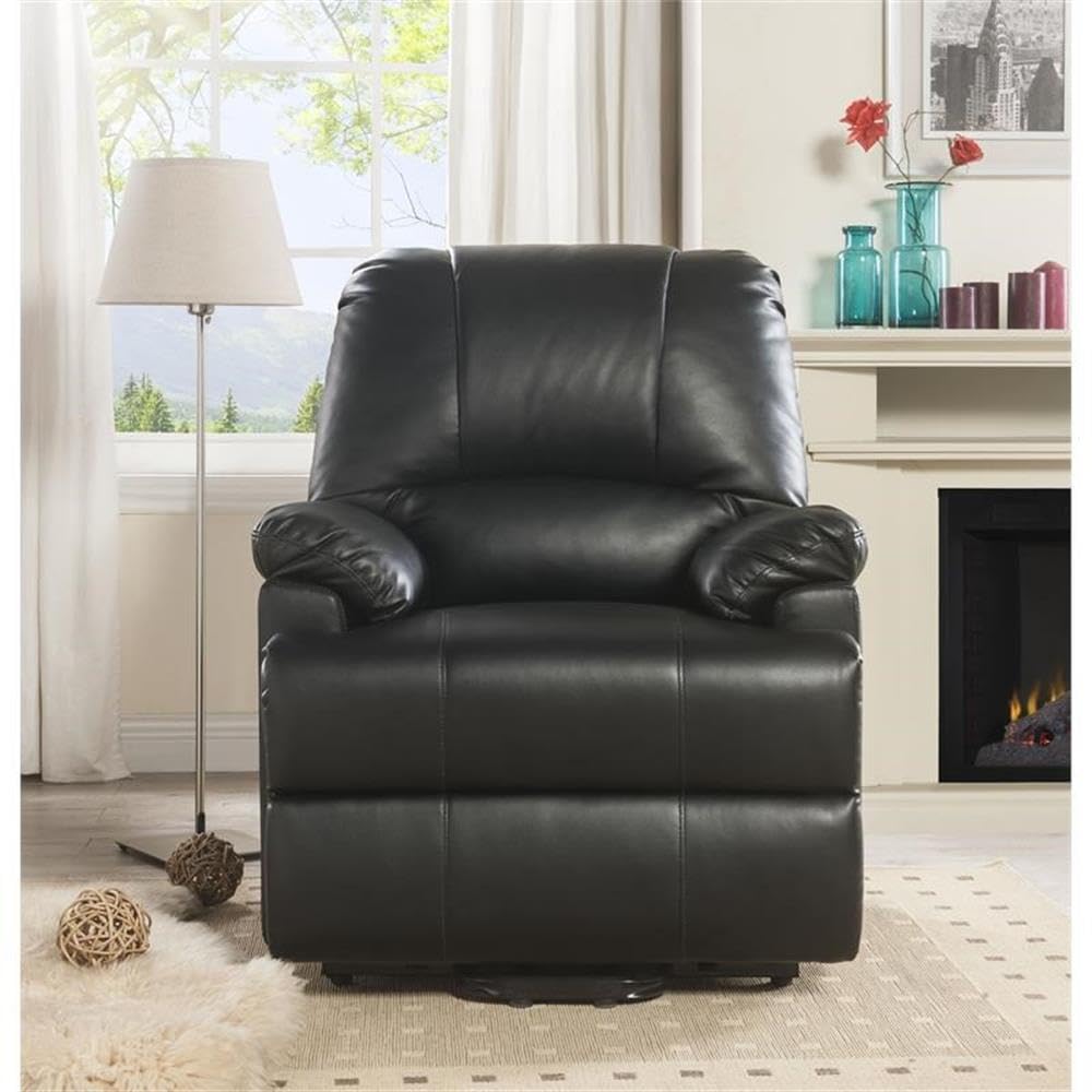 Acme Ixora Faux Leather Upholstered Recliner with Power Lift in Black