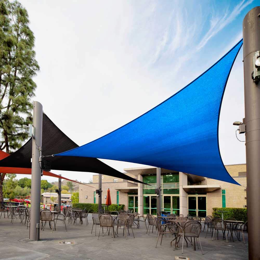 Royal Shade 20' X 20' X 20' Blue Triangle Sun Shade Sail Canopy Outdoor Patio Fabric Screen Awning Rtapt20 - Upf50+ 95% Uv Block
