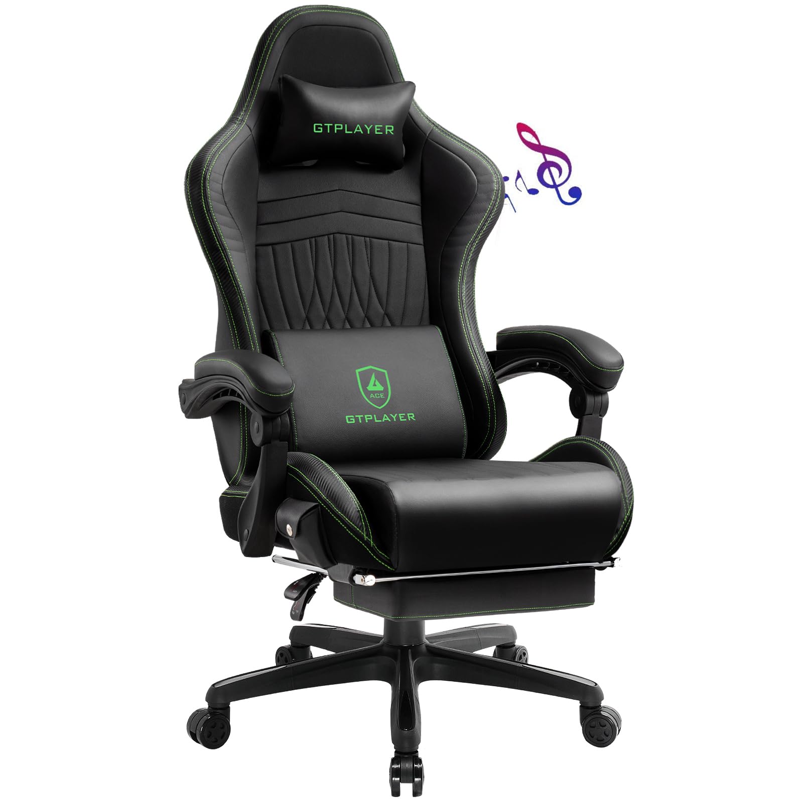 Gtplayer Chair Computer Gaming Chair (Leather, Green)