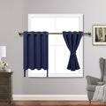 Jiuzhen Short Curtains Kitchen Half Window Blackout Curtains With Tiebacks For Baseroom Shadows, Grommet Curtains For Living Room, Set Of 2 Window Curtain Panels, 52 X 36 Inch Length,Navy Blue