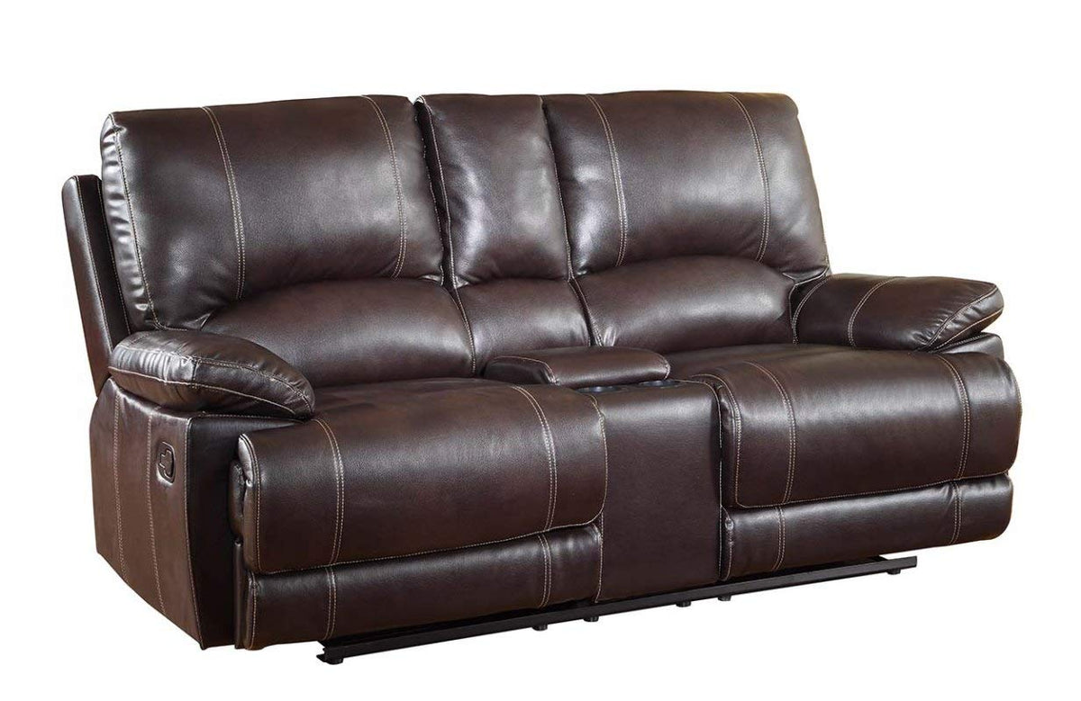 HomeRoots 41' Stylish Brown Leather Console Loveseat