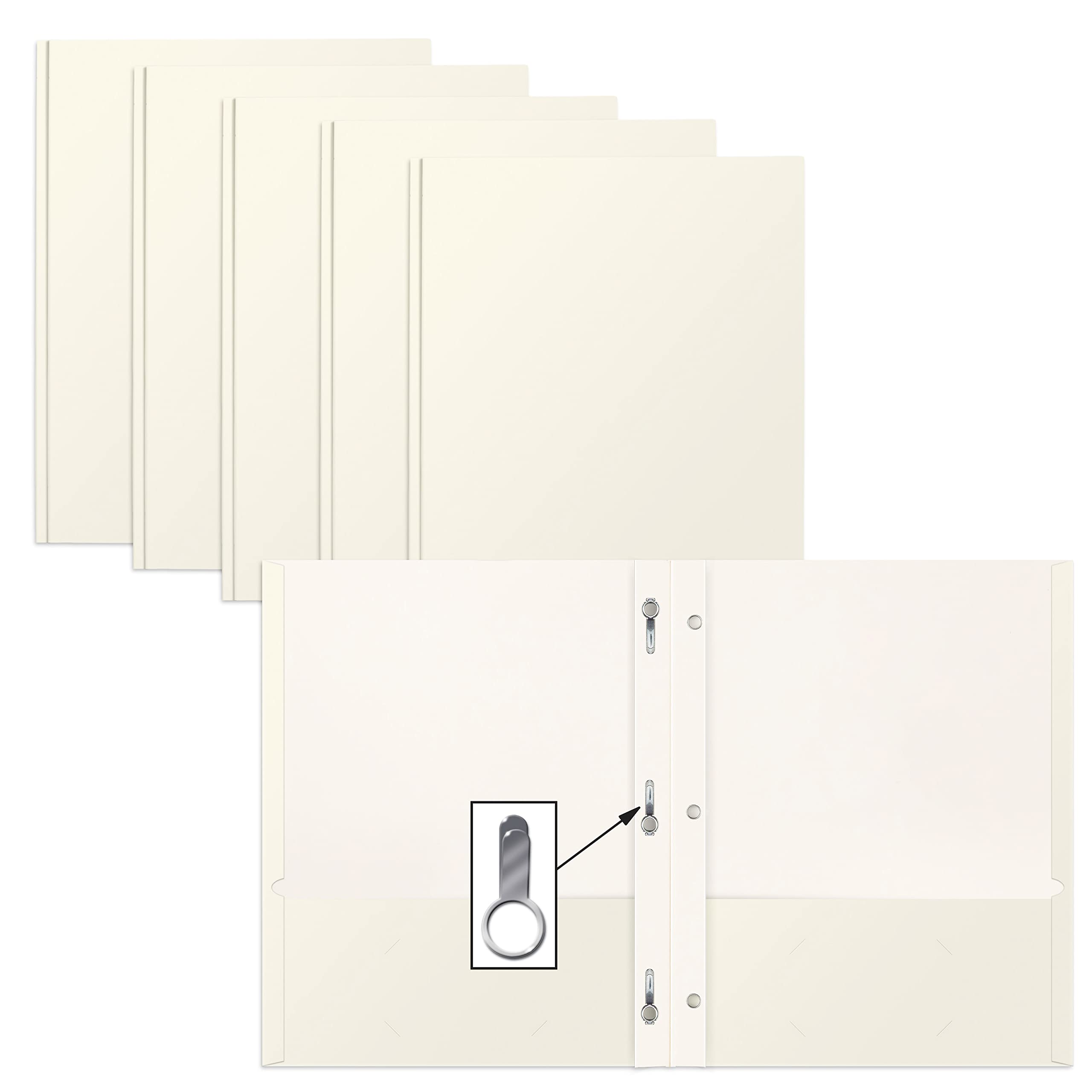 Better Office Products White Paper 2 Pocket Folders With Prongs, 50 Pack, Matte Texture, Letter Size Paper Folders, 50 Pack, Wit