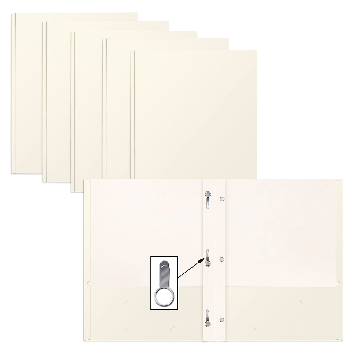 Better Office Products White Paper 2 Pocket Folders With Prongs, 50 Pack, Matte Texture, Letter Size Paper Folders, 50 Pack, Wit