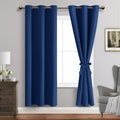 Jiuzhen Classic Blue Blackout Curtains With Tiebacks Thermal Insulated, Light Blocking And Noise Reducing Grommet Curtains For And Living Room, Set Of 2 Window Curtain Panels, 42 X 72 Inch Length