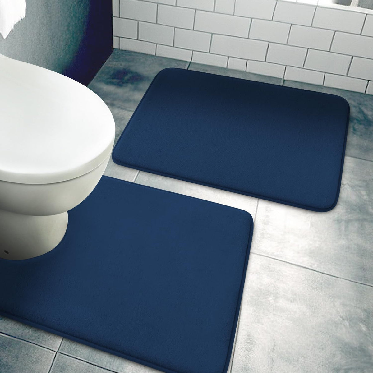 YIHOUSE Bathroom Rug Sets 2 Piece, Memory Foam Bath Mat, Non Slip Super Absorbent Soft Bathroom Mats, Machine Washable Bathroom 